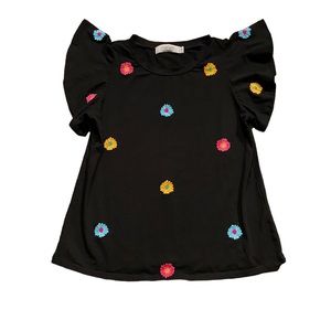 Marlee Los Angles 100 % Cotten T-shirt with flutter sleeves and embroide…
